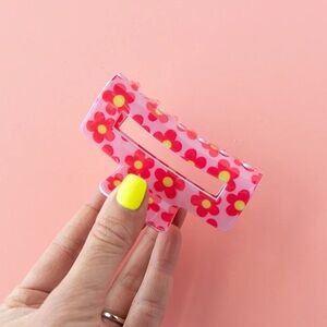 Valentines Floral ~ Pink Lemonade Hair Claw Clip